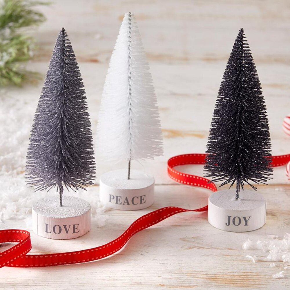 Face to Face Holiday Bottle Brush Tree Set - Tree Tops Glisten/NIB